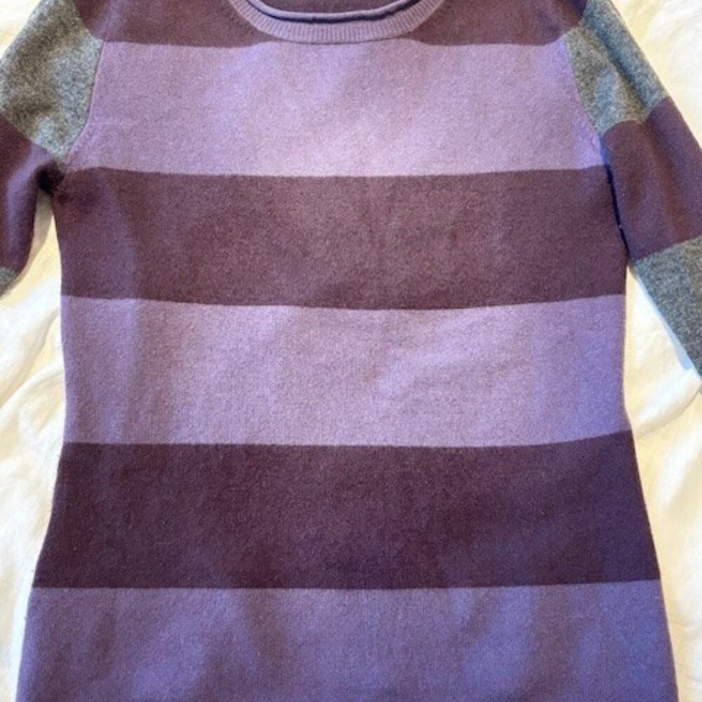 Black Goat Cashmere crewneck sweater, purple and grey, size M - Picture 5 of 7